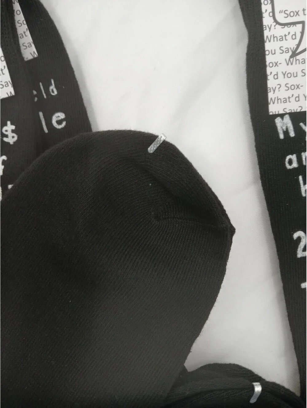 What’d You Say? Sox Adult One Size Black  Unique Funny Quote Socks 3 Pairs New
